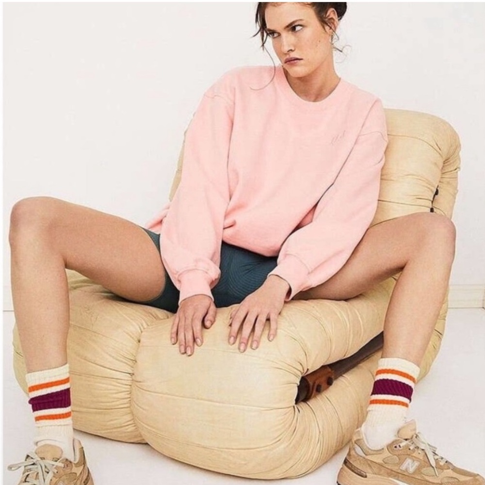 NWT For Love & Lemons Alex Peach Pullover Embroidered Sweatshirt Sz Medium